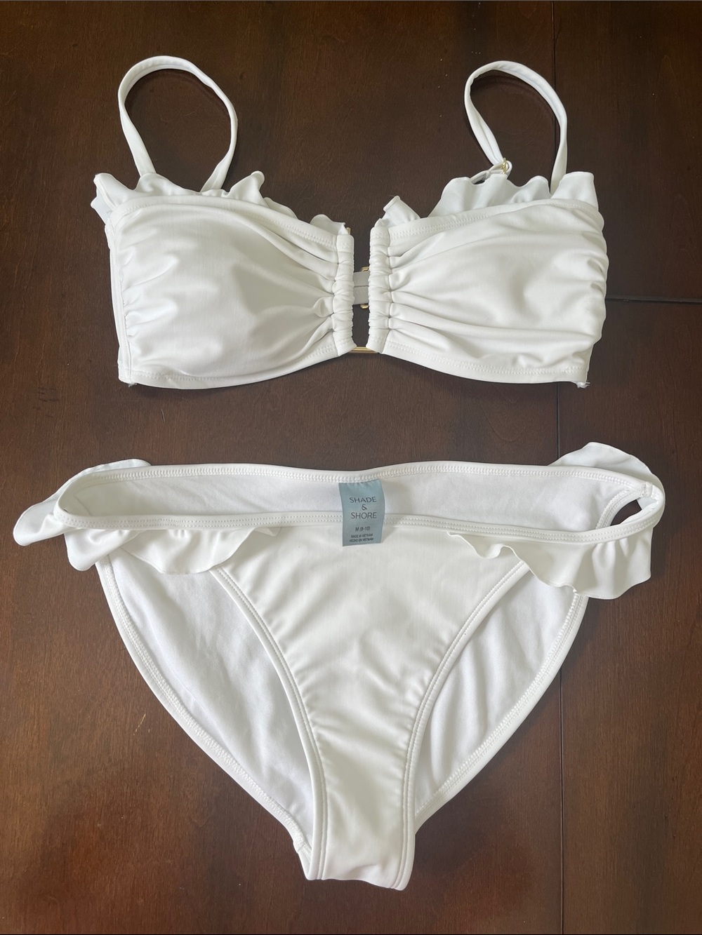 Shade & Shore White Ruffle Bikini Set